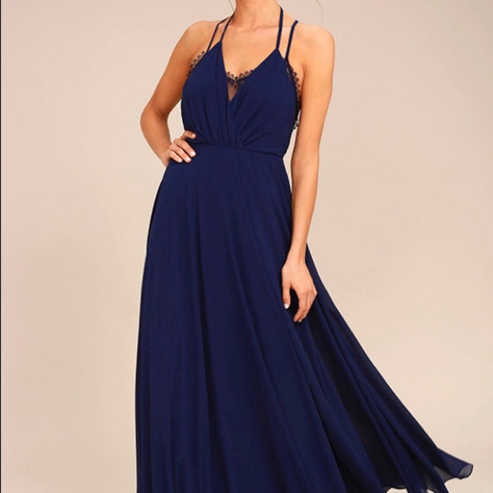 Lulu’s Long Navy Blue Formal Dress